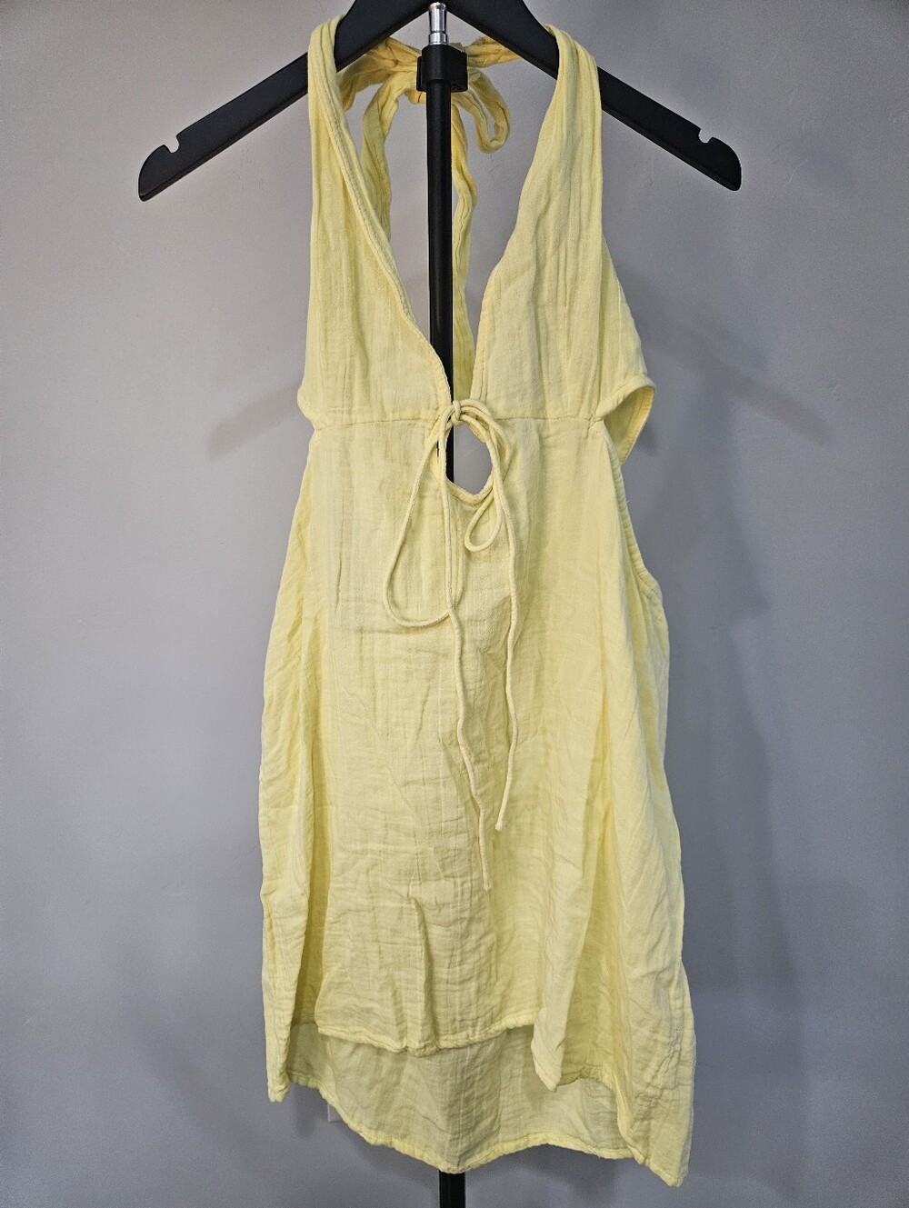 Nasty Gal Cutout Cotton Gauze Halter Minidress